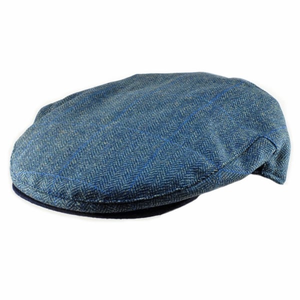 Christys' Hats Brighton Driver Cap Teviot Tweed Herringbone BLUE