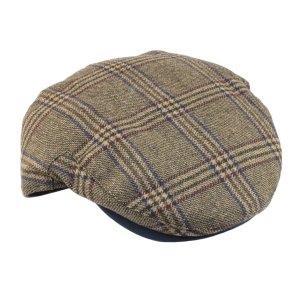 Christys' Hats Brighton Driver Cap Teviot Tweed Checked BROWN