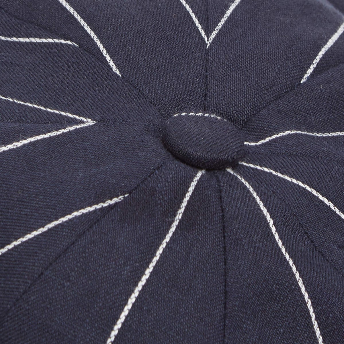 Christys' Hats Baker Boy Cap Linen NAVY STRIPED SMALL