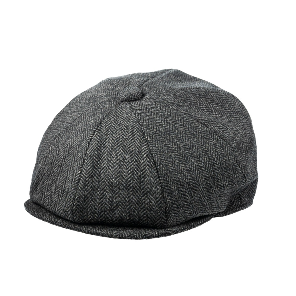 Christys' Hats Baker Boy Cap Tweed Herringbone GREY