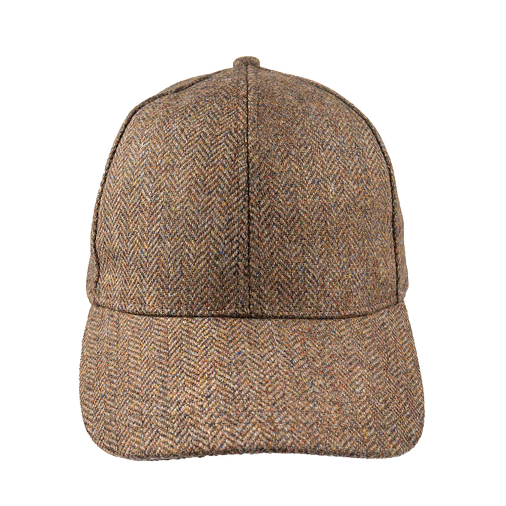 Christys' Hats Classic Baseball Cap Lovat Herringbone Tweed BISCUIT