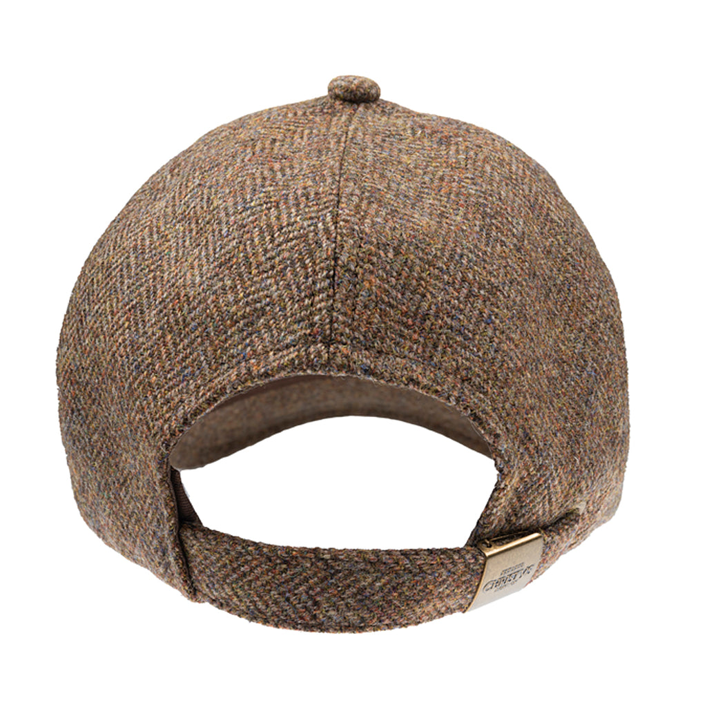 Christys' Hats Classic Baseball Cap Lovat Herringbone Tweed BISCUIT
