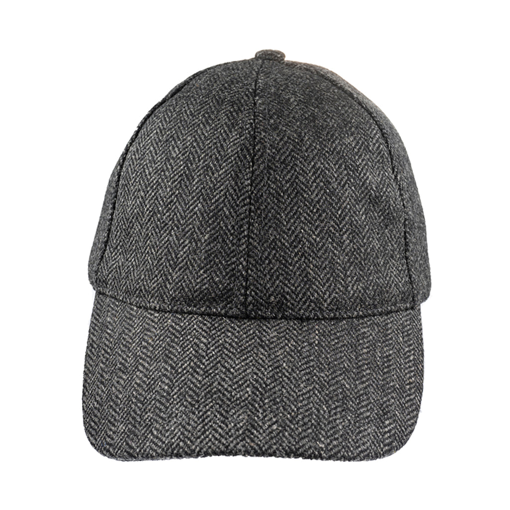Christys' Hats Classic Baseball Cap Herringbone Tweed CHARCOAL