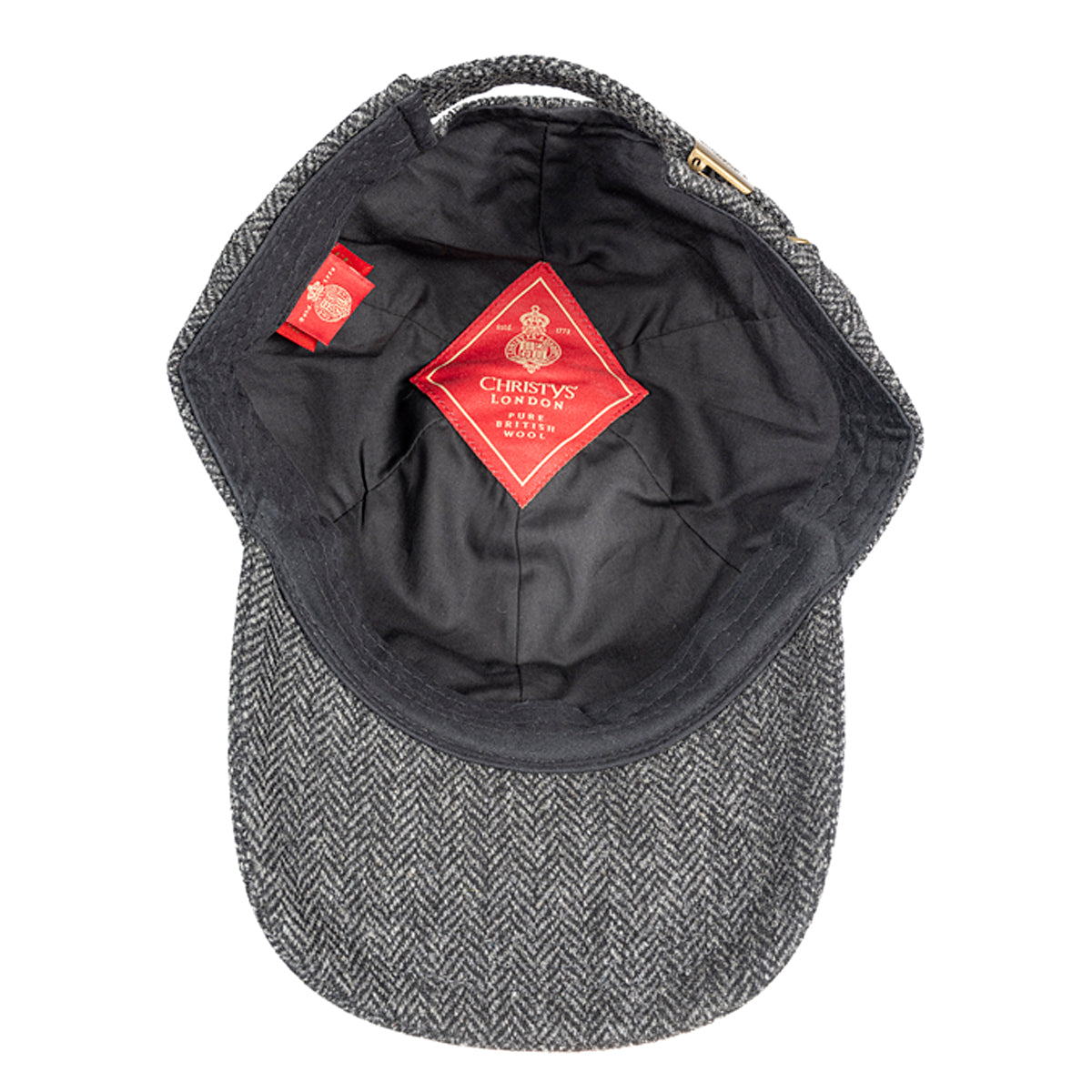 Christys' Hats Classic Baseball Cap Herringbone Tweed CHARCOAL