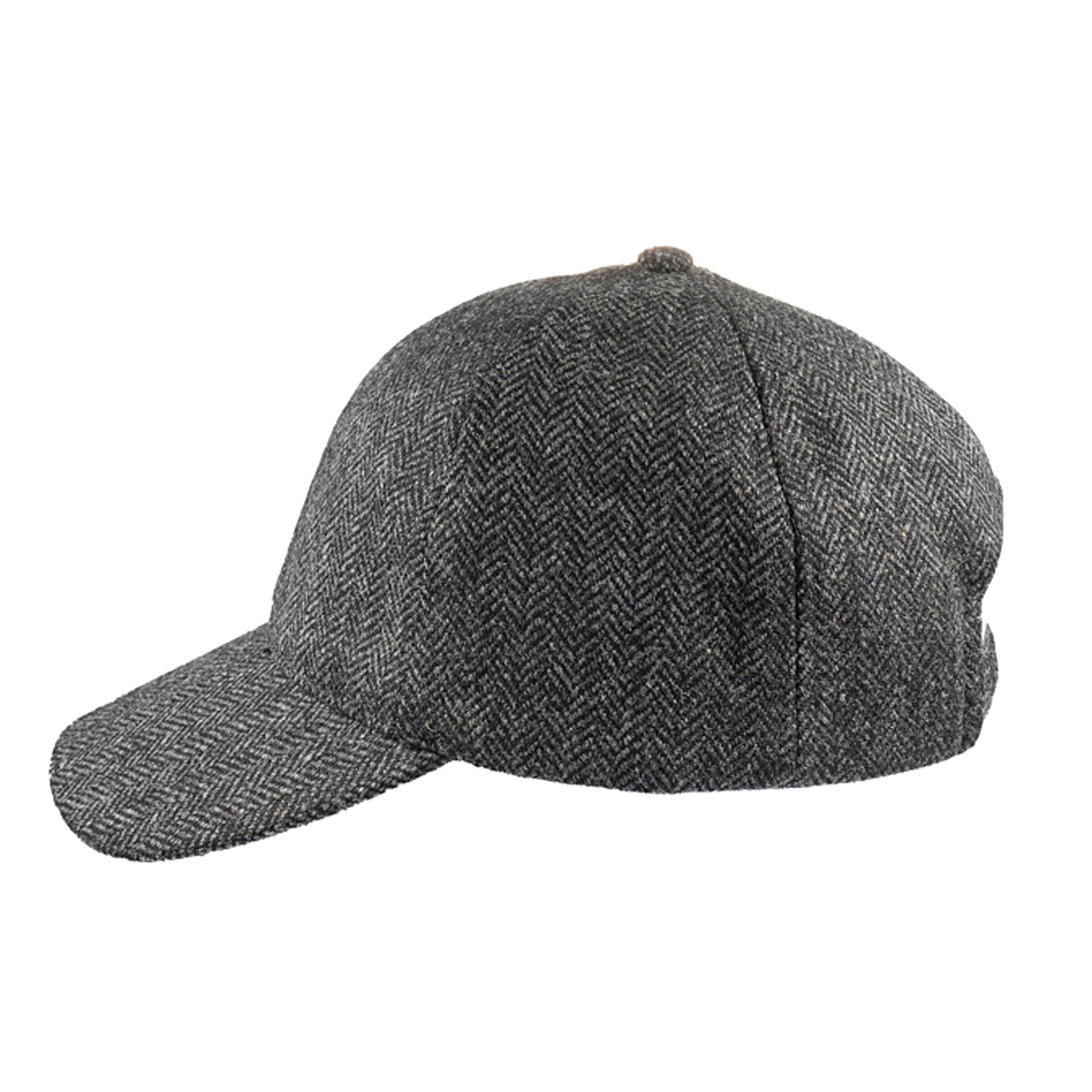 Christys' Hats Classic Baseball Cap Herringbone Tweed CHARCOAL