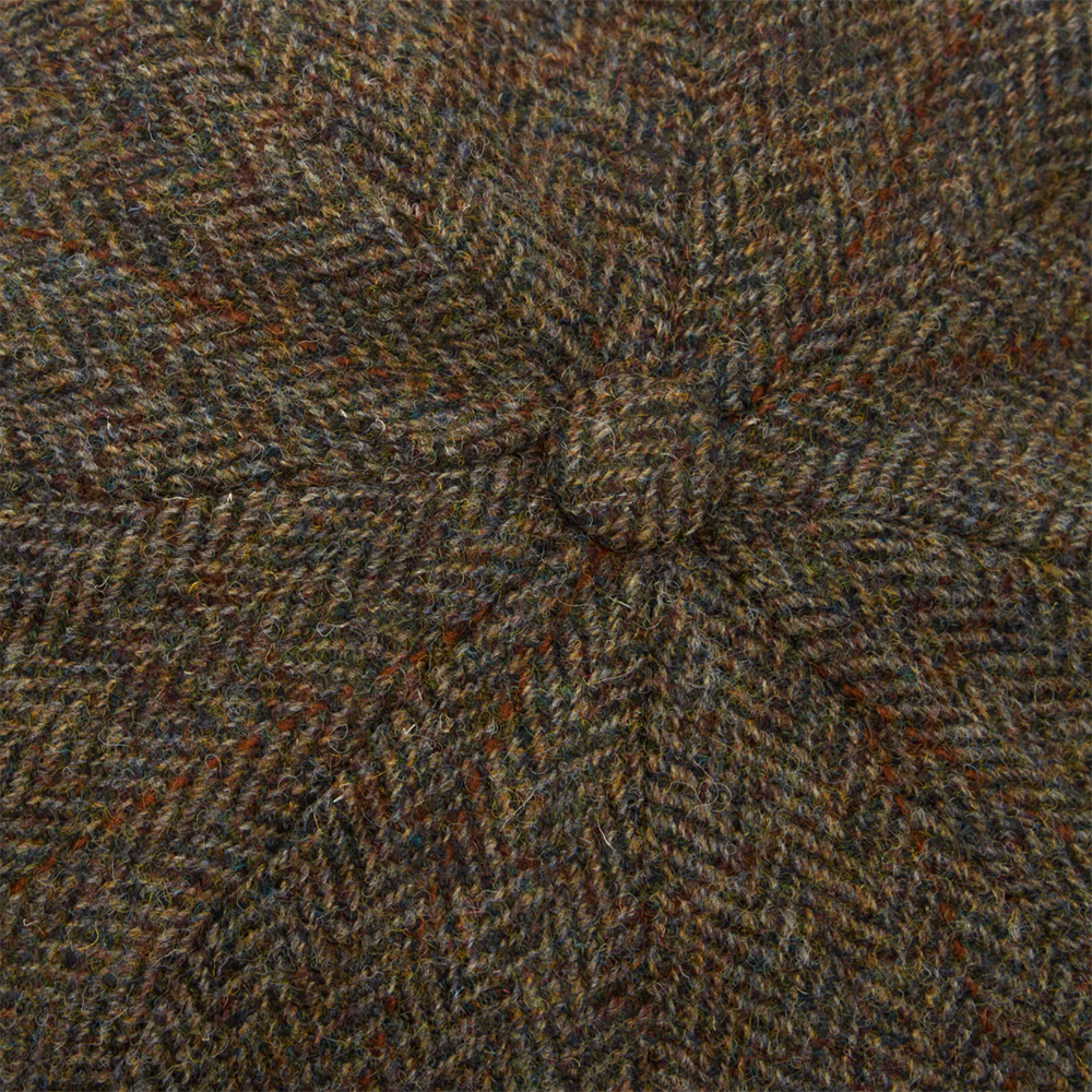 Christys' Hats Baker Boy Cap Harris Tweed Herringbone BROWN