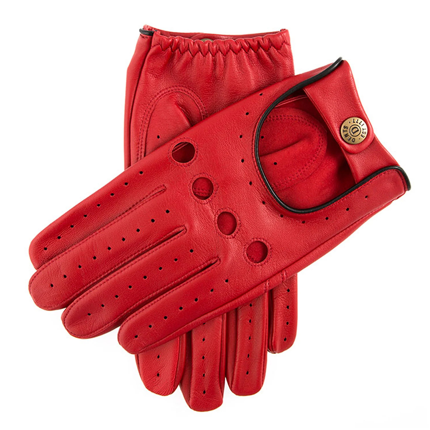 Dents Delta Men's Classic Leather Driving Gloves BERRY/BLACK