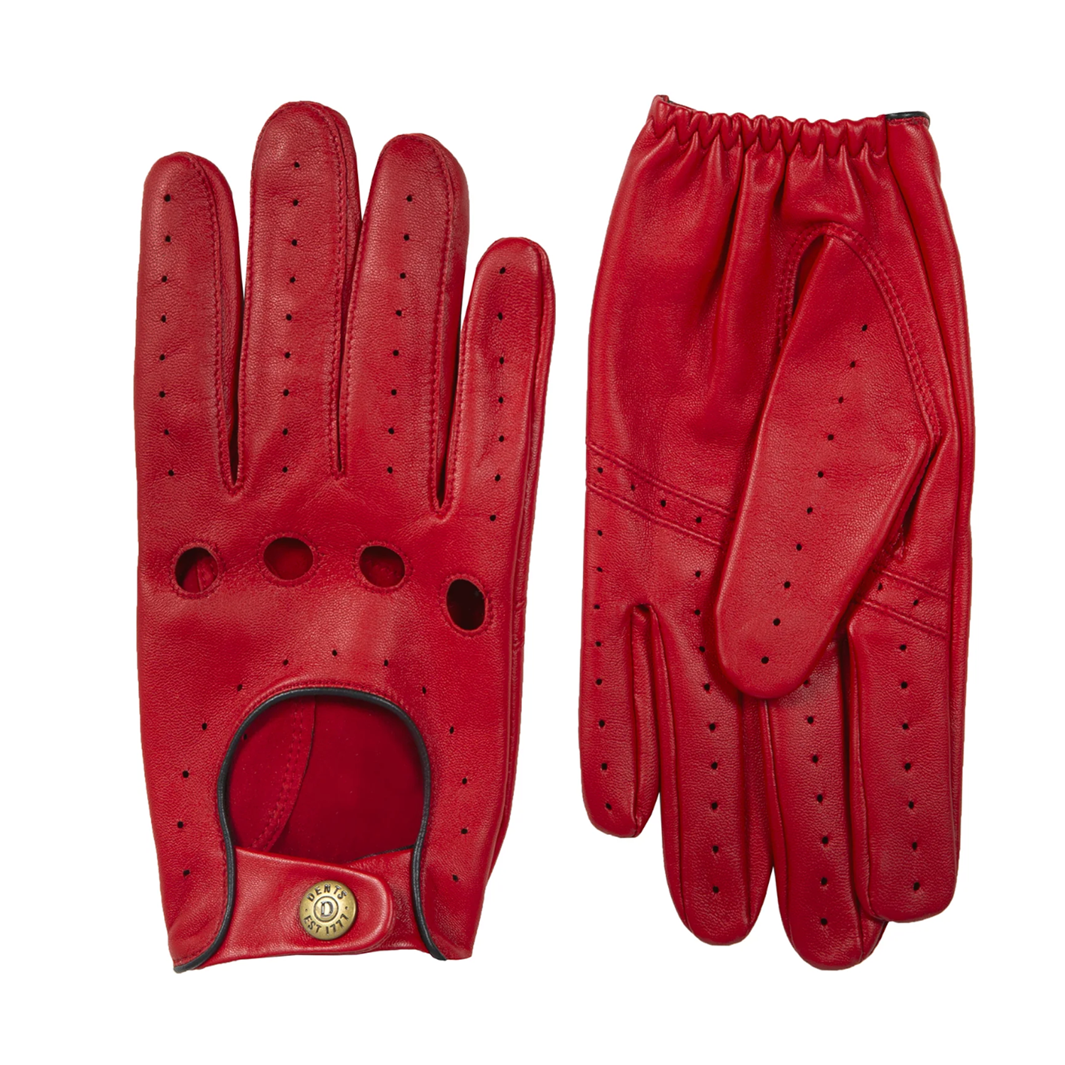 Dents Delta Men's Classic Leather Driving Gloves BERRY/BLACK