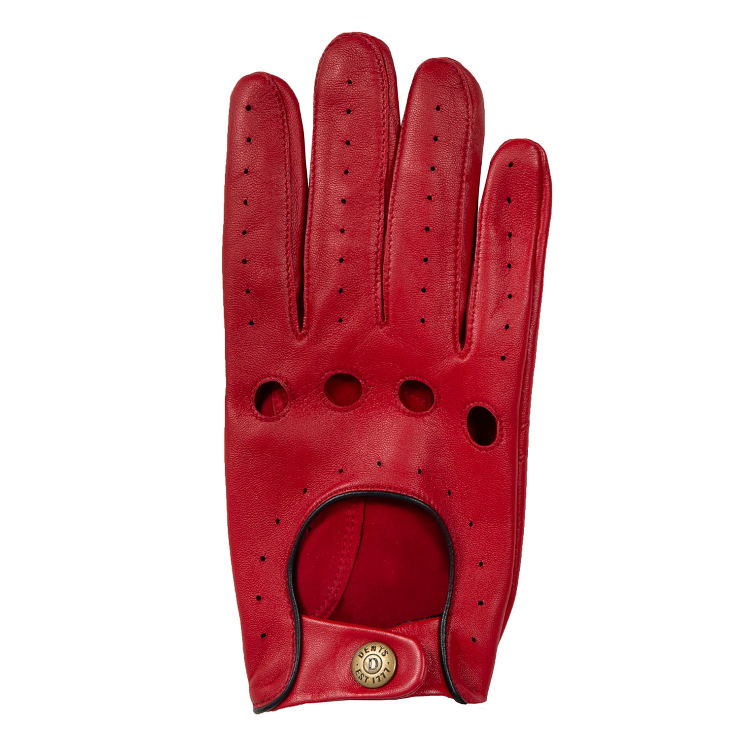 Dents Delta Men's Classic Leather Driving Gloves BERRY/BLACK