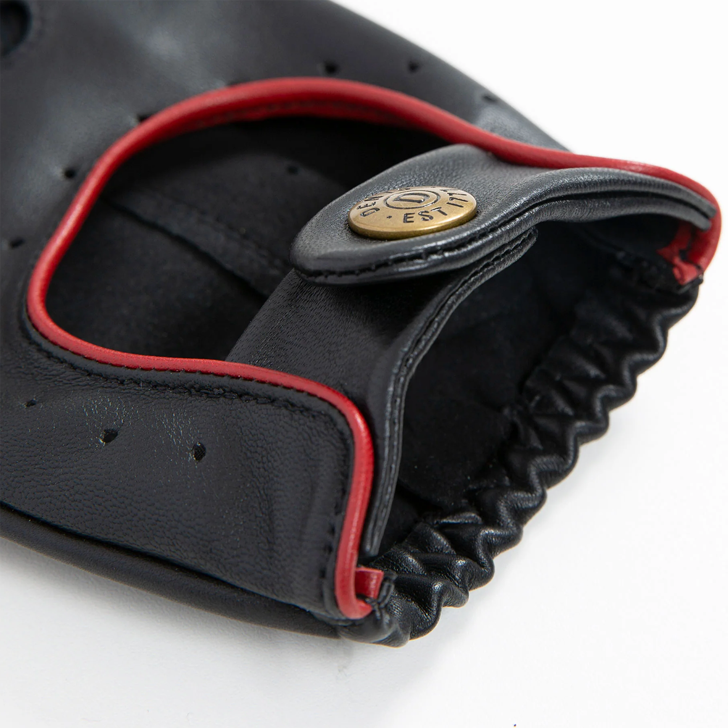 Dents Delta Men's Classic Leather Driving Gloves BLACK/BERRY