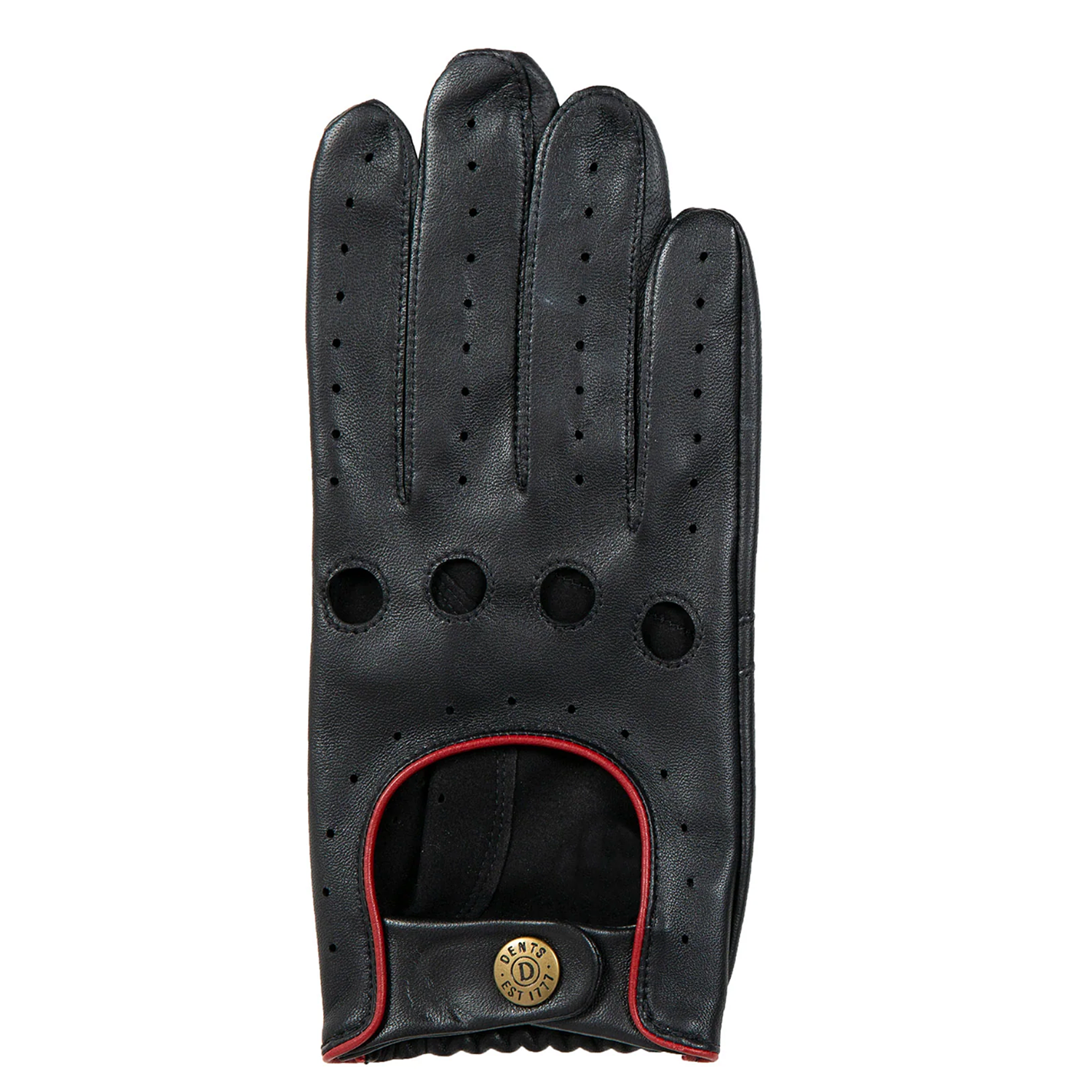 Dents Delta Men's Classic Leather Driving Gloves BLACK/BERRY
