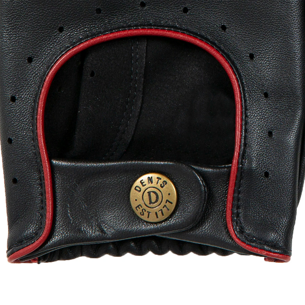 Dents Delta Men's Classic Leather Driving Gloves BLACK/BERRY
