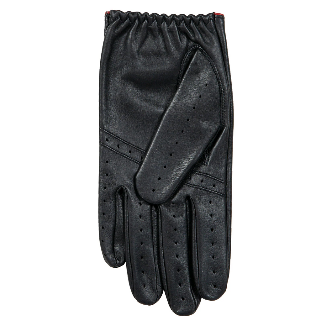 Dents Delta Men's Classic Leather Driving Gloves BLACK/BERRY