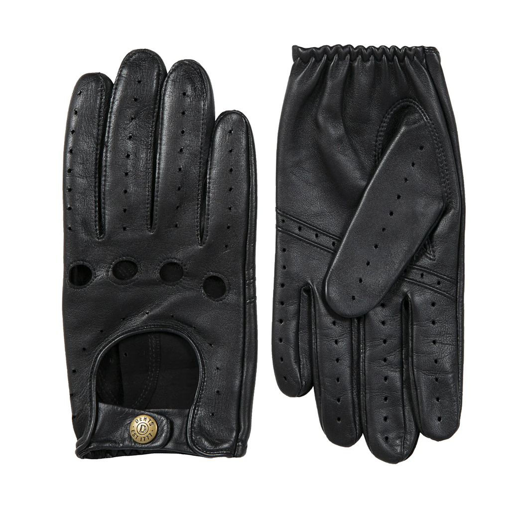 Dents Delta Men's Classic Leather Driving Gloves BLACK