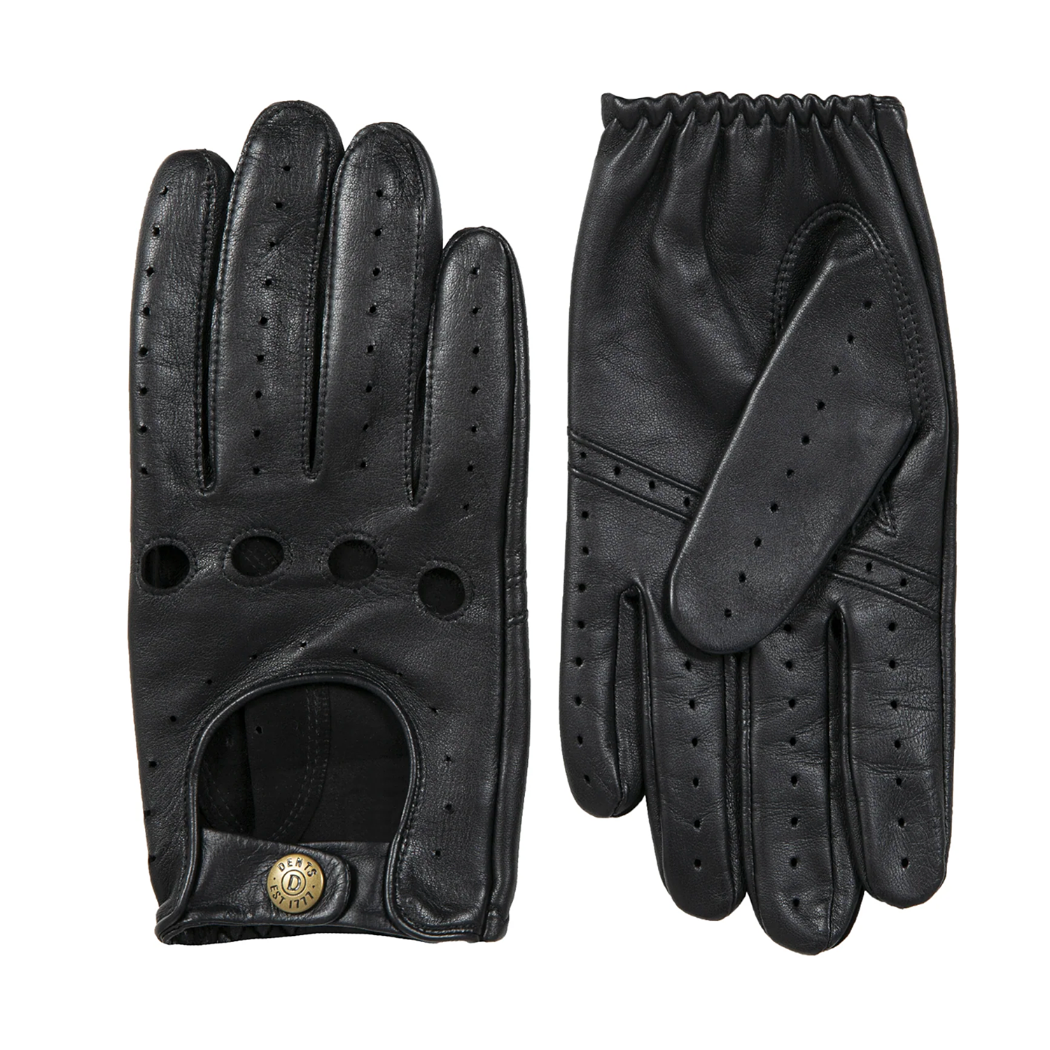 Dents Delta Men's Classic Leather Driving Gloves BLACK