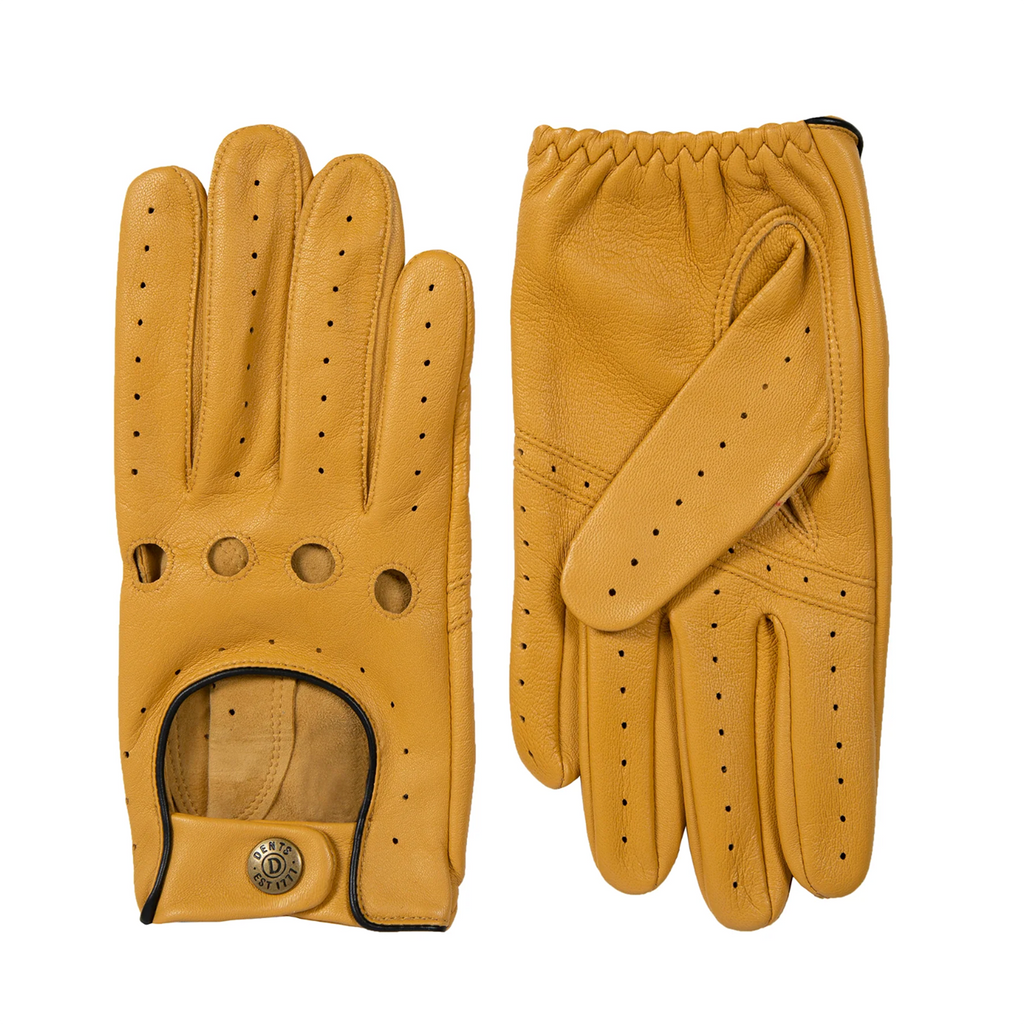 Dents Delta Men's Classic Leather Driving Gloves CORK/BLACK