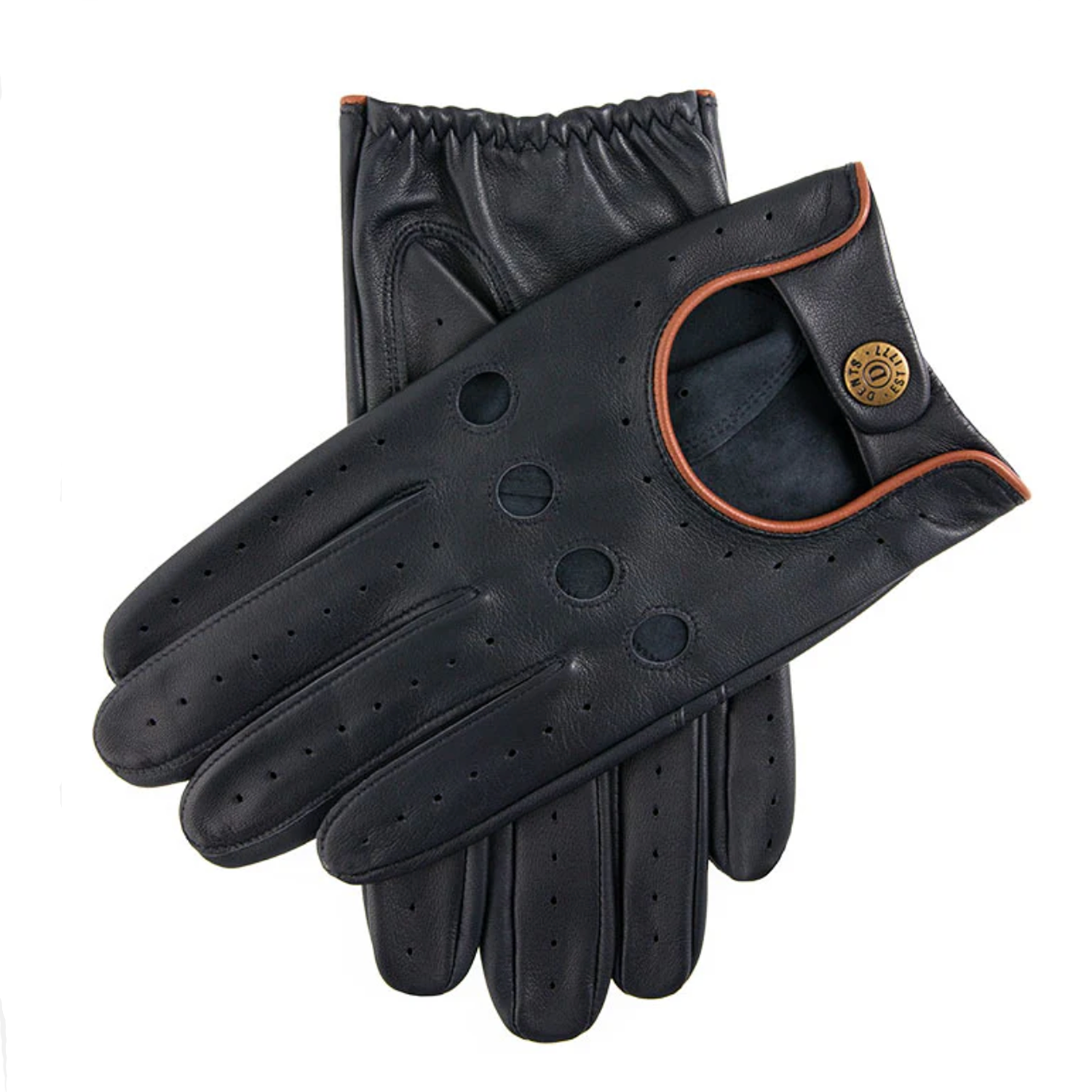 Dents Delta Men's Classic Leather Driving Gloves NAVY/TAN