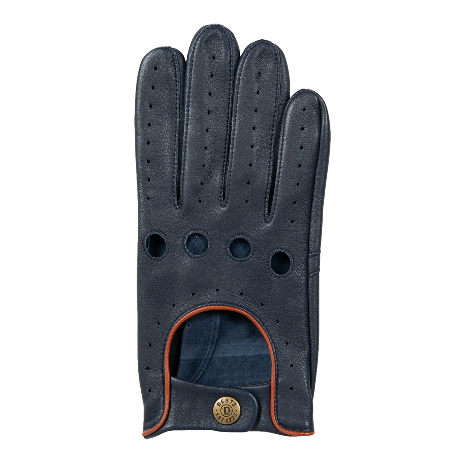 Dents Delta Men's Classic Leather Driving Gloves NAVY/TAN