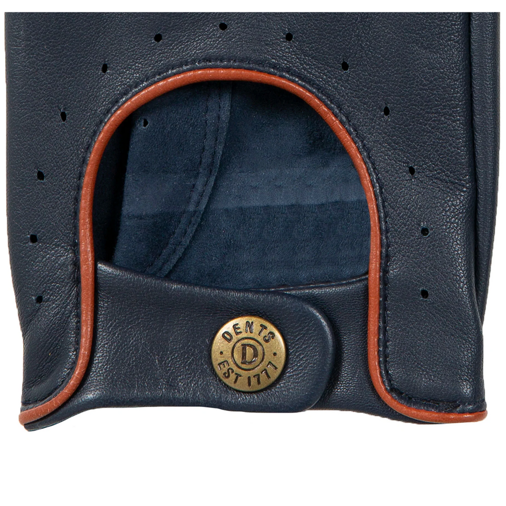 Dents Delta Men's Classic Leather Driving Gloves NAVY/TAN