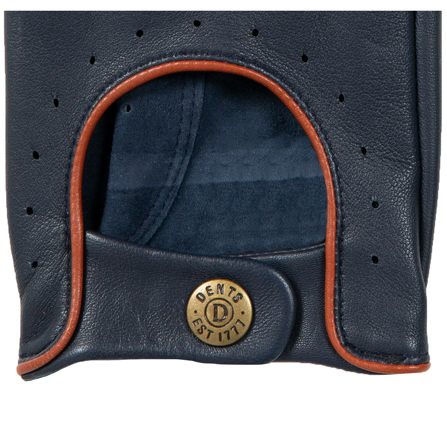Dents Delta Men's Classic Leather Driving Gloves NAVY/TAN