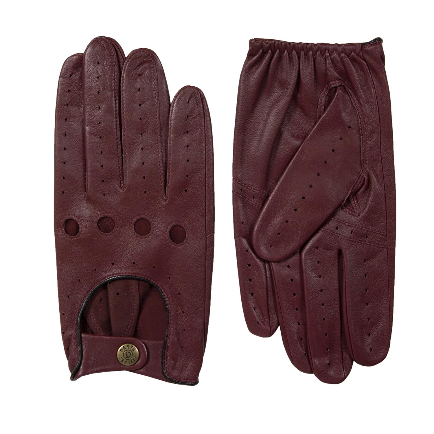 Dents Delta Men's Classic Leather Driving Gloves WINE/BLACK