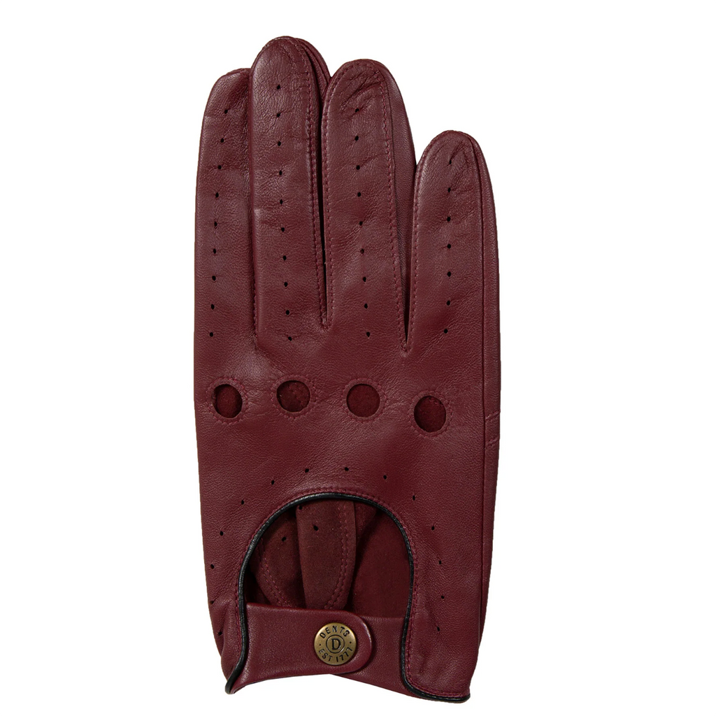 Dents Delta Men's Classic Leather Driving Gloves WINE/BLACK