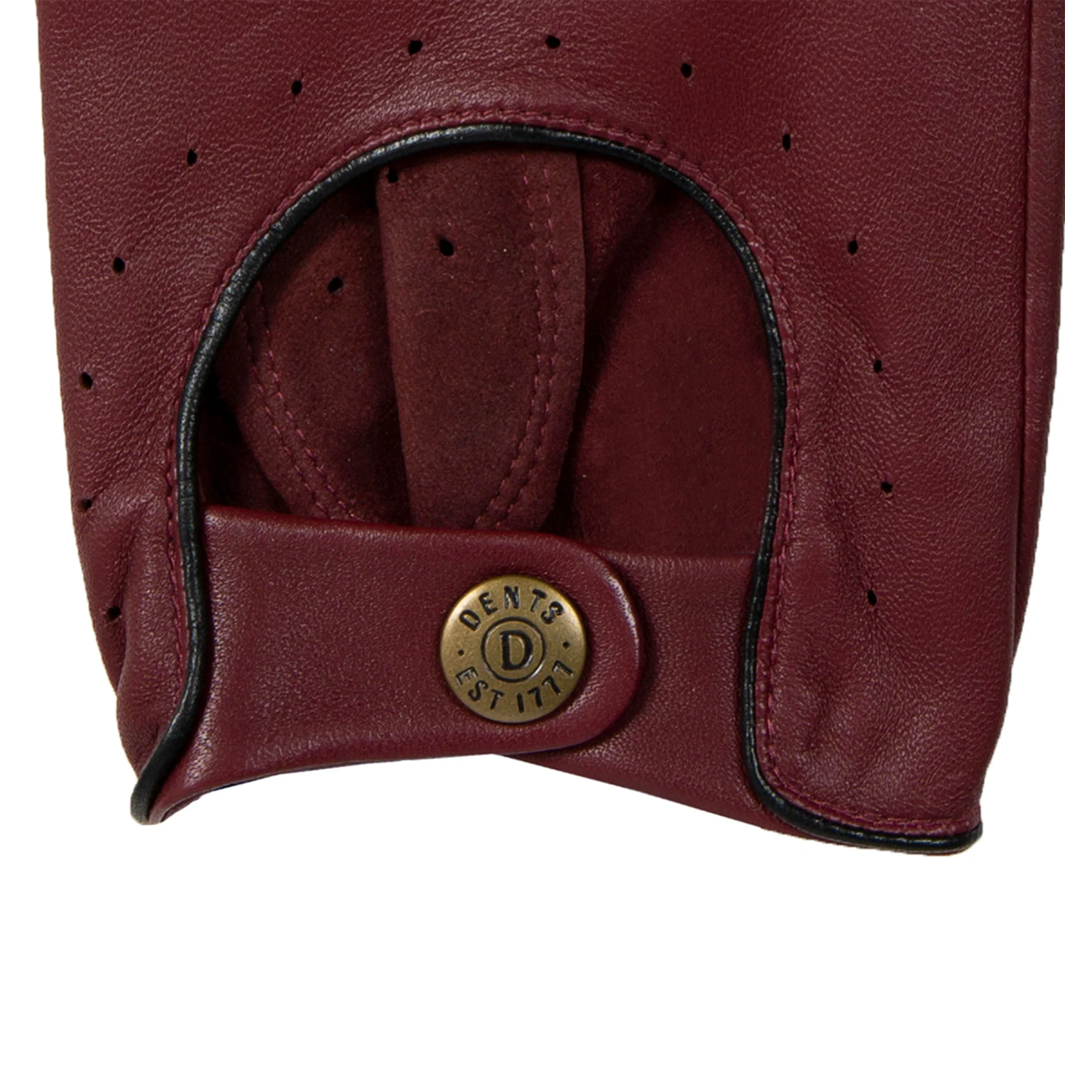 Dents Delta Men's Classic Leather Driving Gloves WINE/BLACK