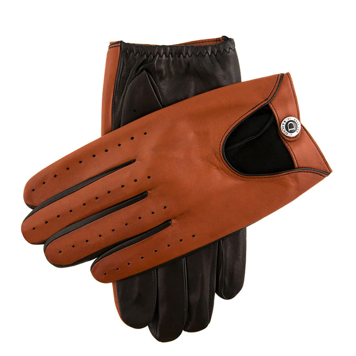 Dents Woburn Heritage Men's Leather Driving Gloves BLACK/ENGLISH TAN