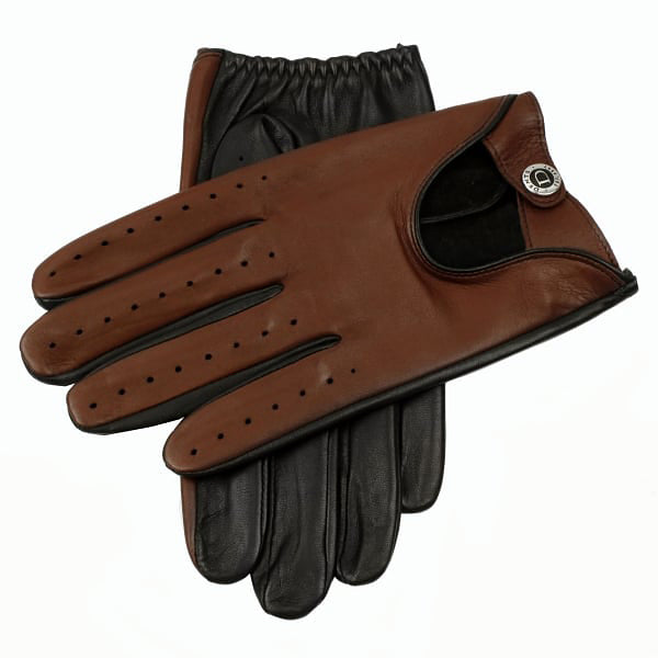 Dents Woburn Heritage Men's Leather Driving Gloves BLACK/HIGHWAY TAN