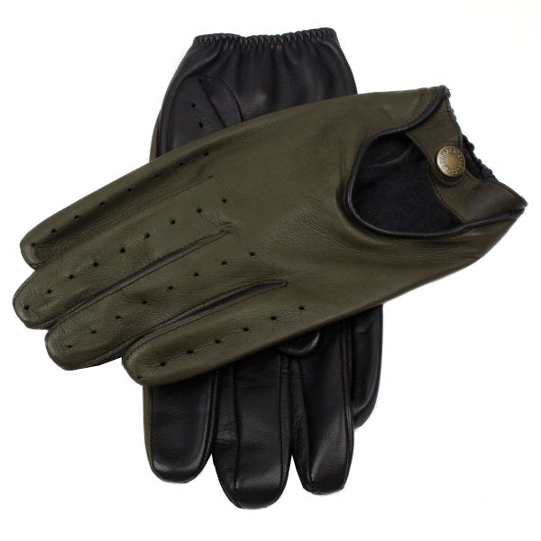 Dents Woburn Heritage Men's Leather Driving Gloves BLACK/HUNTER