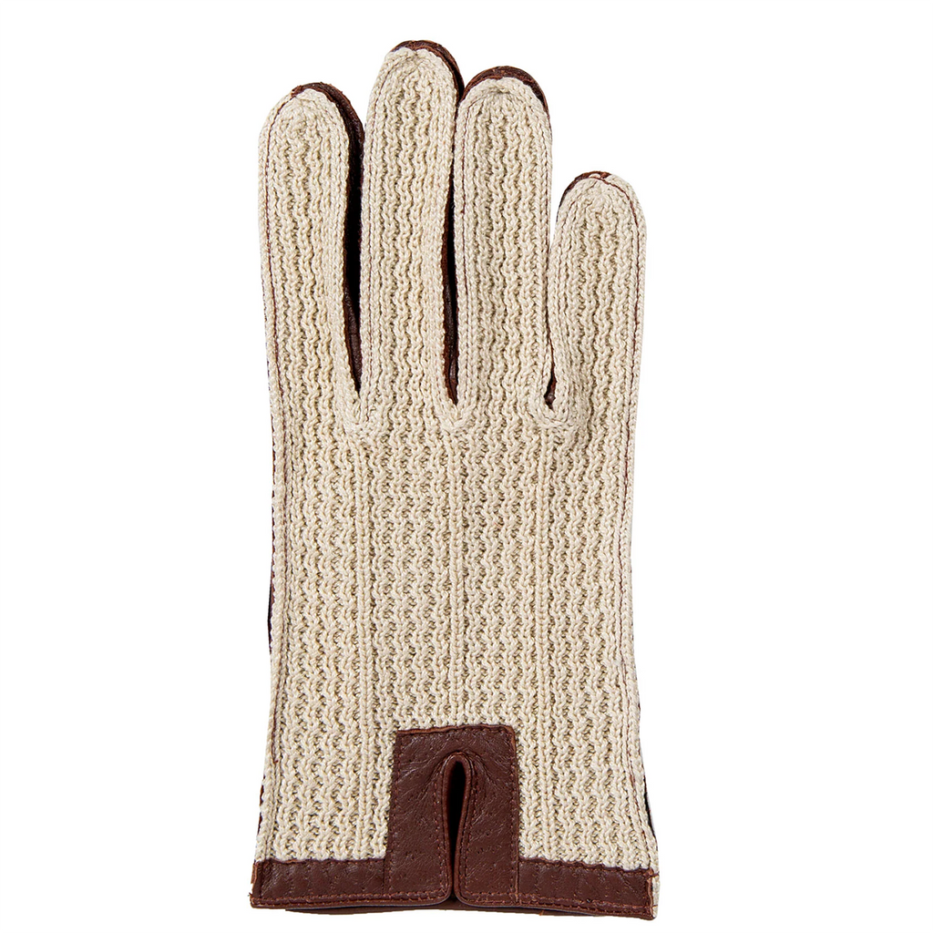 Dents Lancaster Men's Crochet-Back Leather Gloves COGNAC