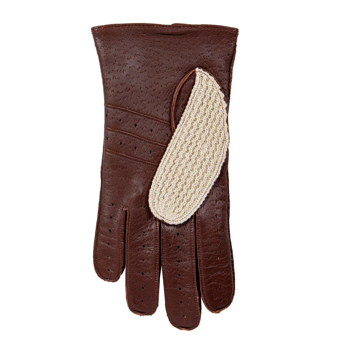 Dents Lancaster Men's Crochet-Back Leather Gloves COGNAC