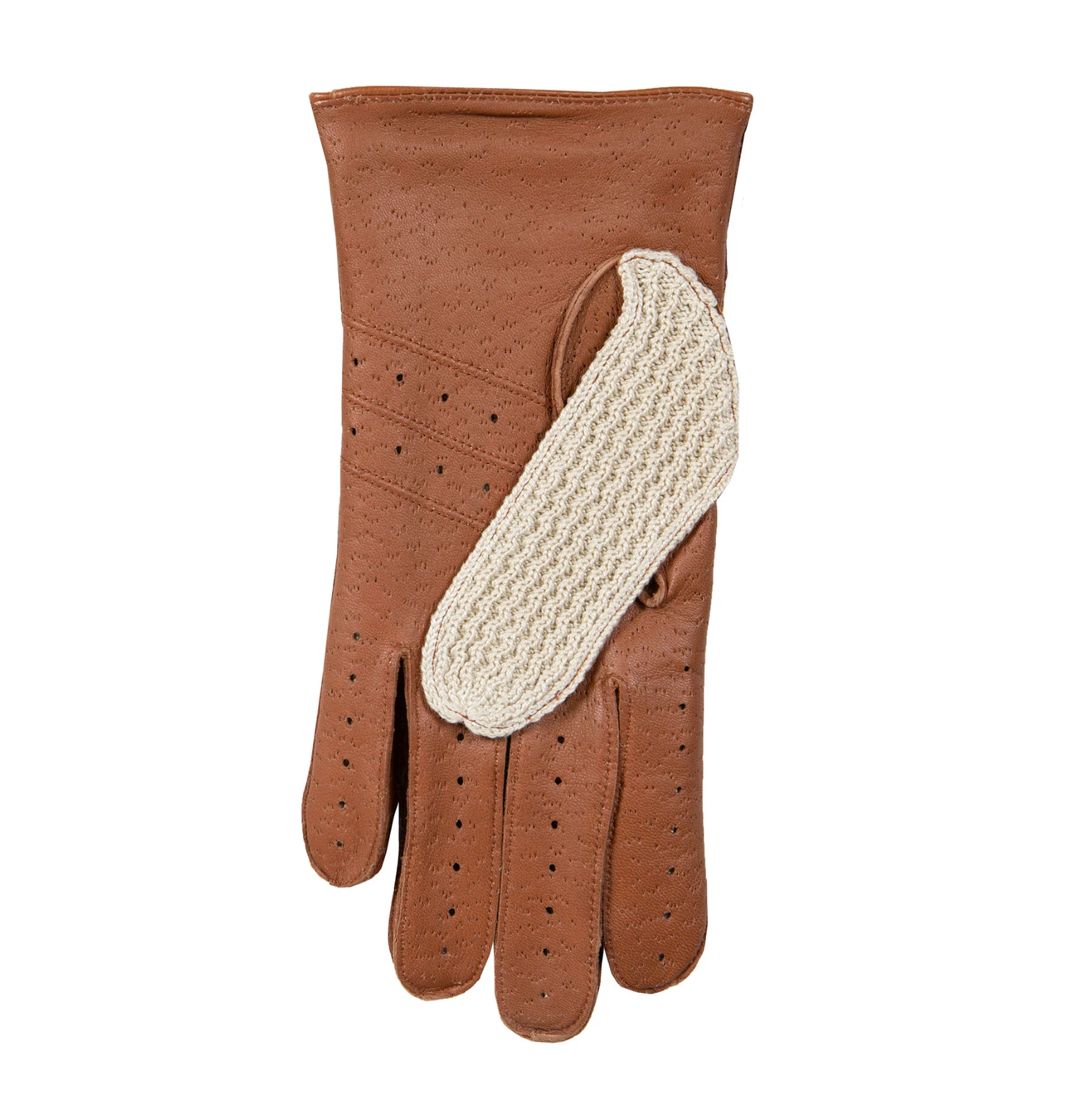 Dents Lancaster Men's Crochet-Back Leather Gloves ENGLISH TAN