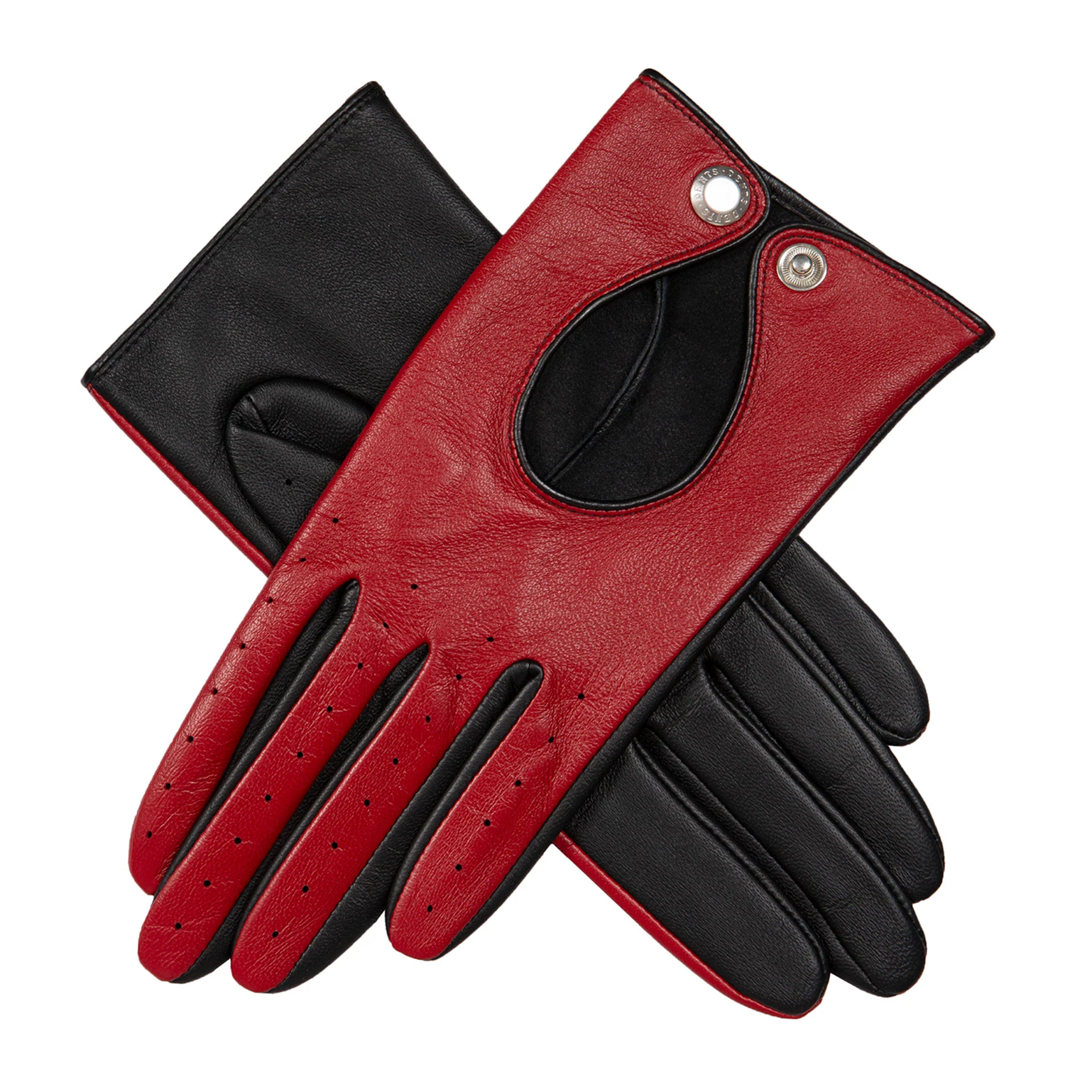 Dents Oulton Women's Leather Driving Gloves Touchscreen BERRY/BLACK