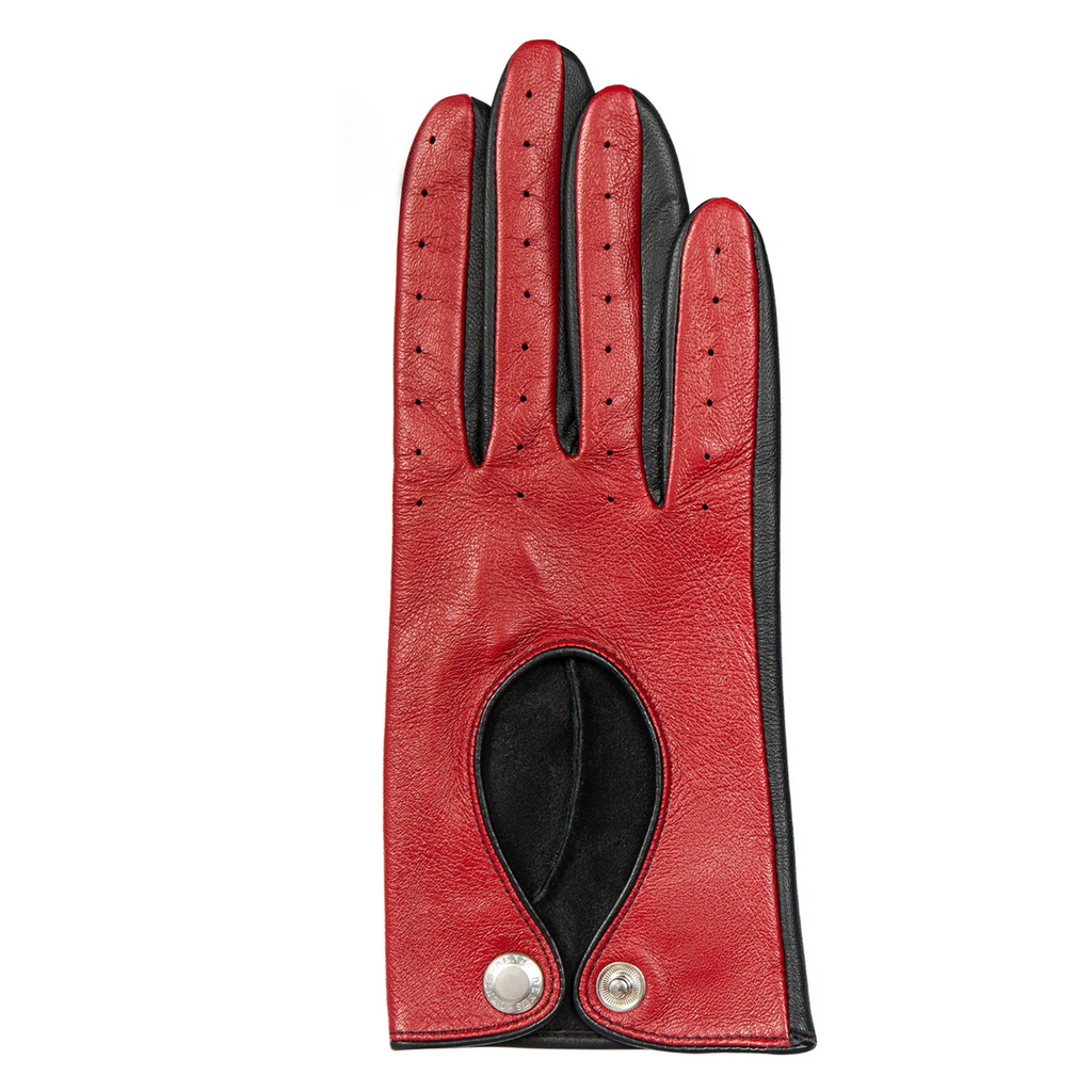 Dents Oulton Women's Leather Driving Gloves Touchscreen BERRY/BLACK