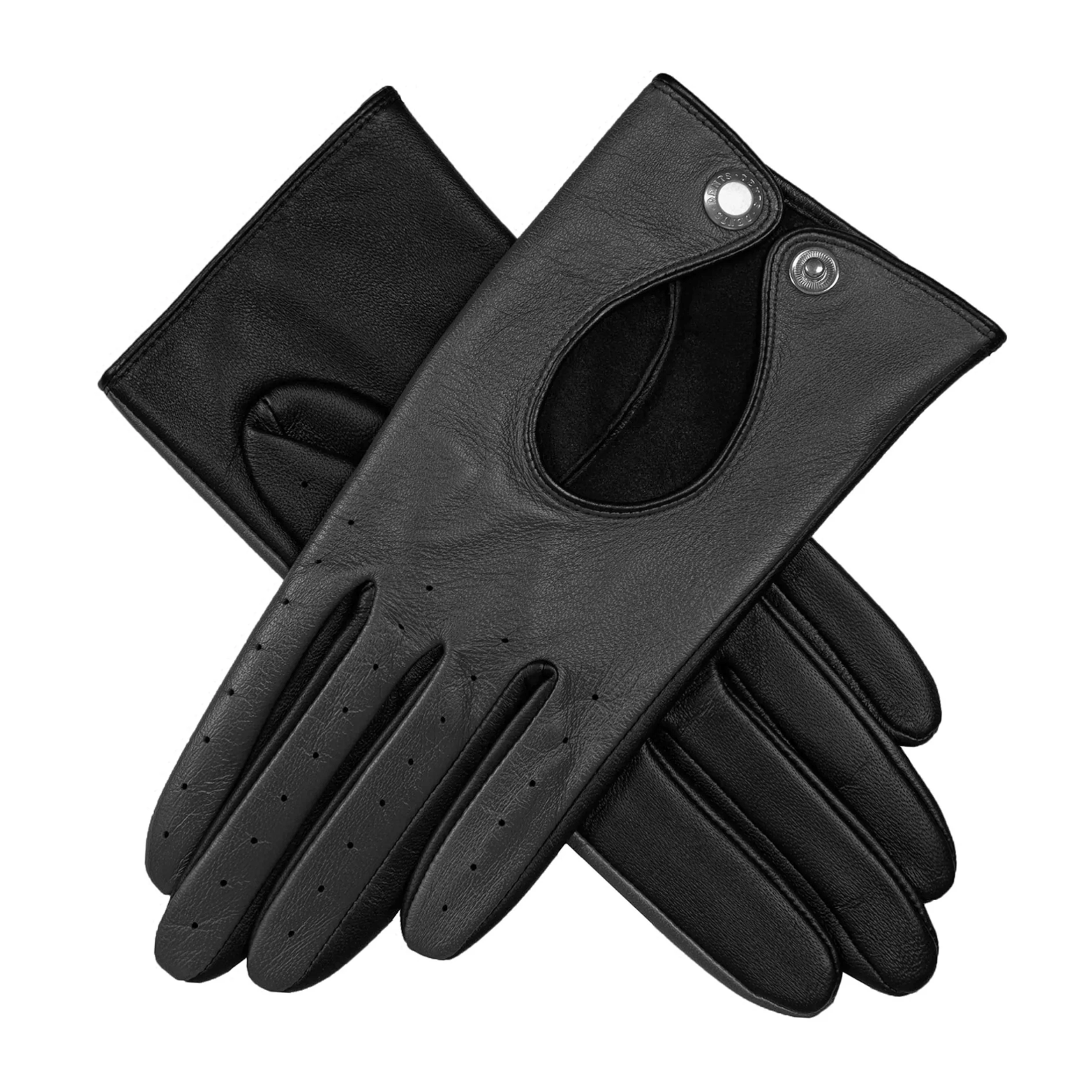 Dents Oulton Women's Leather Driving Gloves Touchscreen BLACK
