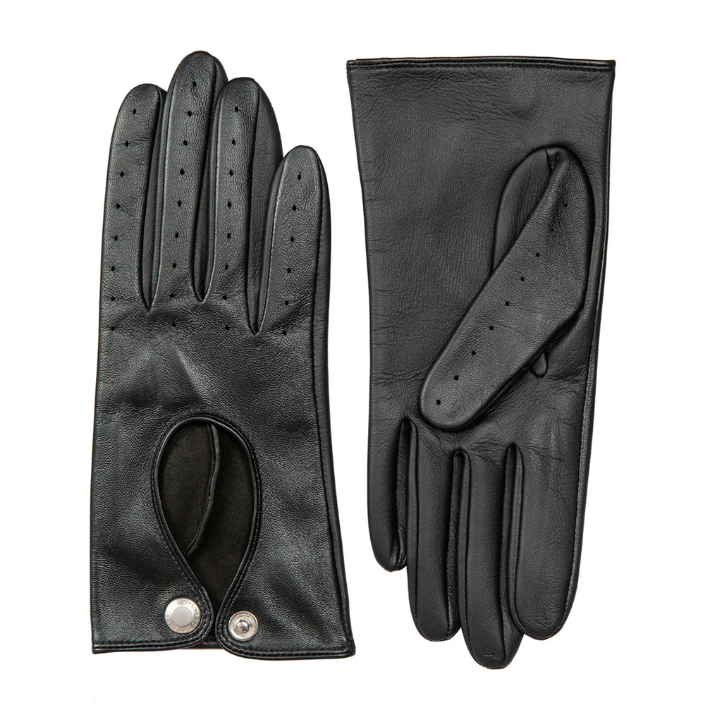 Dents Oulton Women's Leather Driving Gloves Touchscreen BLACK