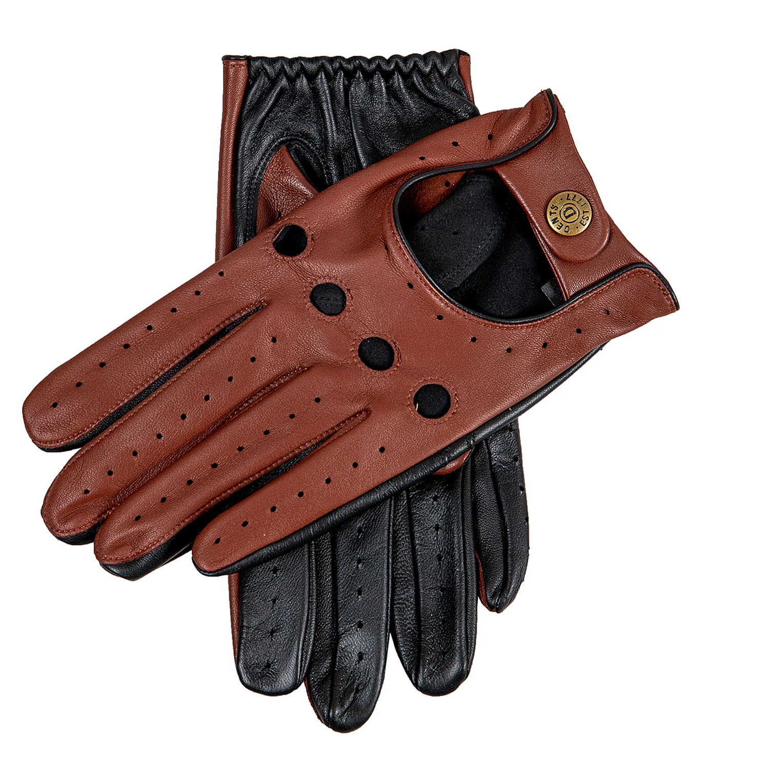 Dents Silverstone Men's Touchscreen Leather Driving Gloves TAN/BLACK