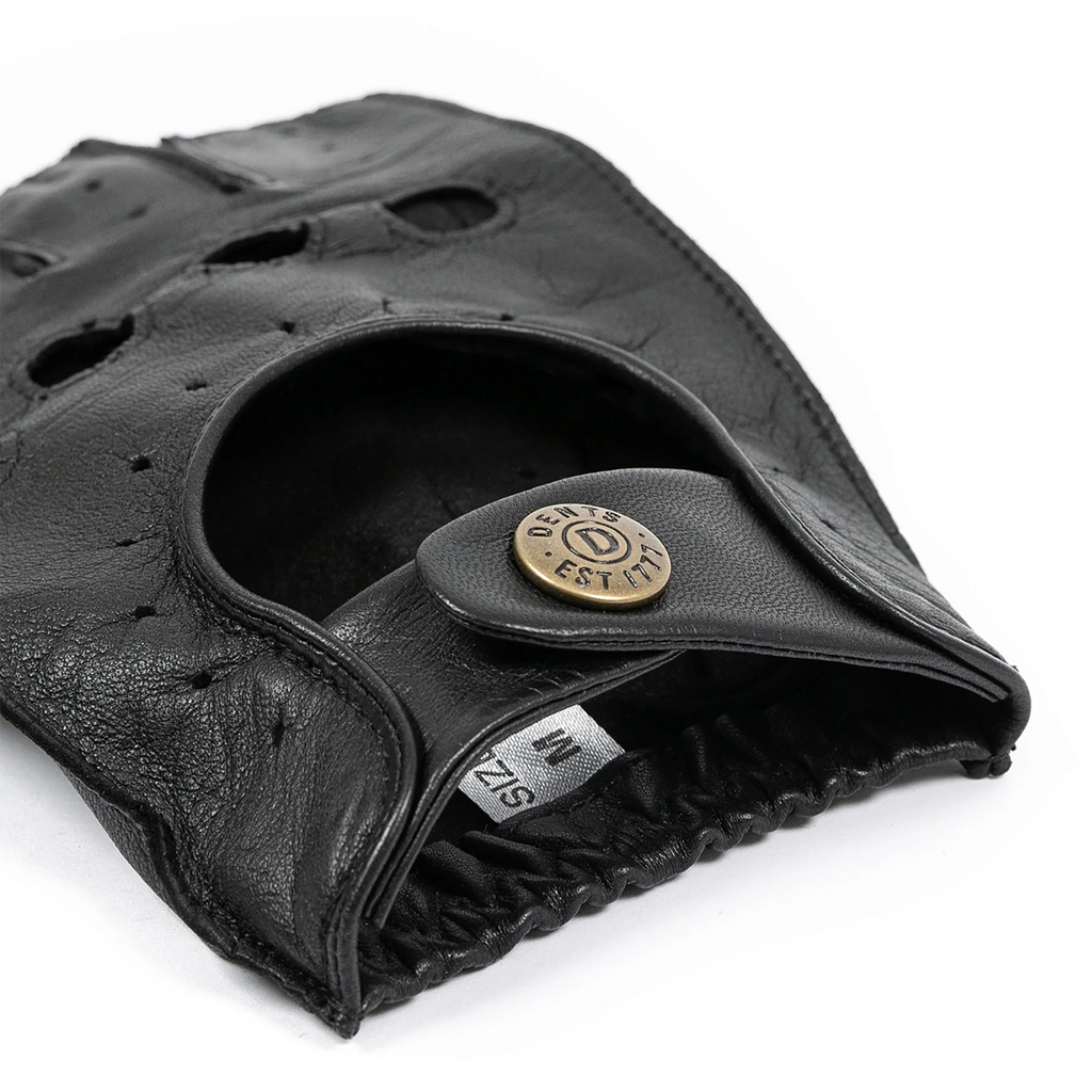 Dents Snetterton Men's Fingerless Leather Driving Gloves BLACK