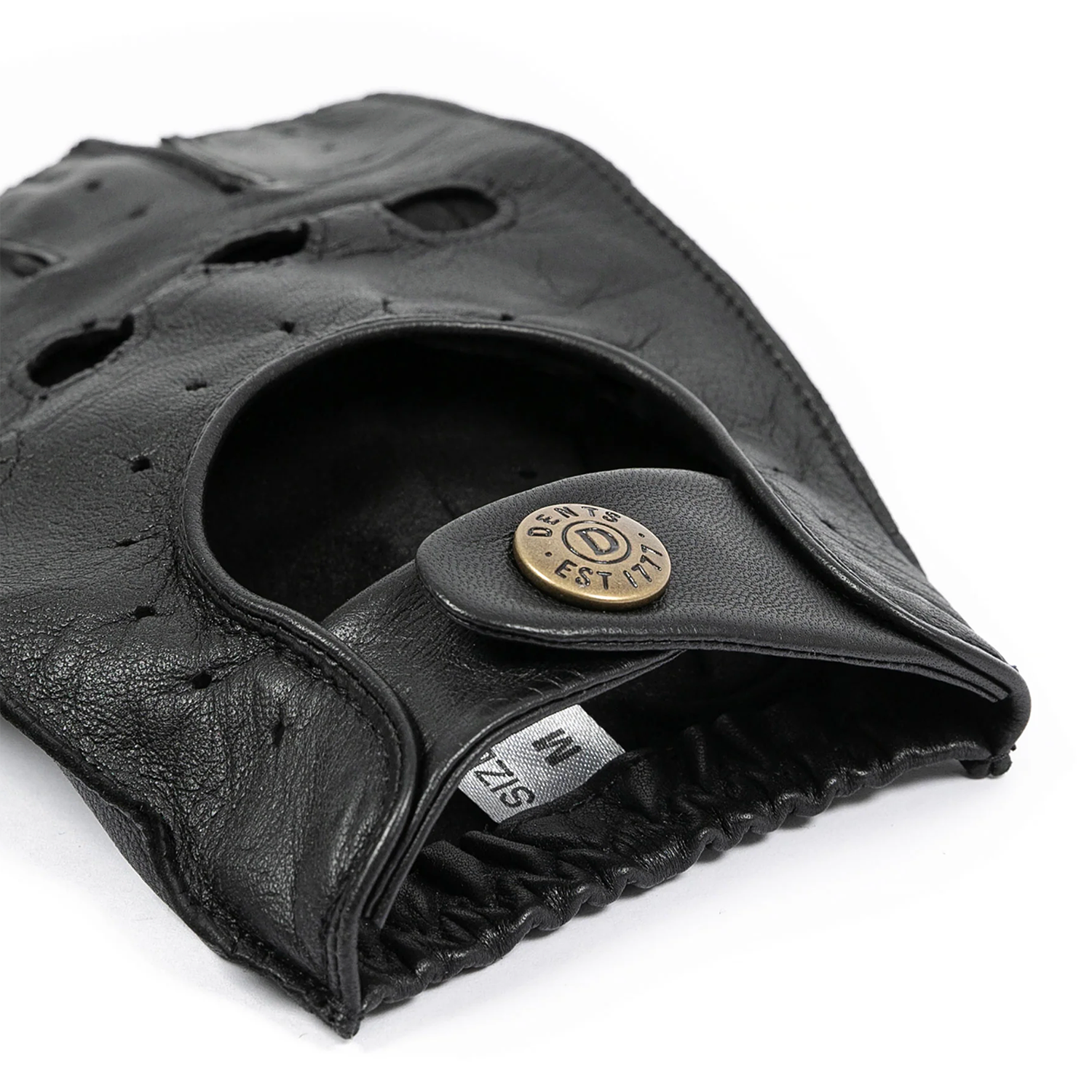 Dents Snetterton Men's Fingerless Leather Driving Gloves BLACK