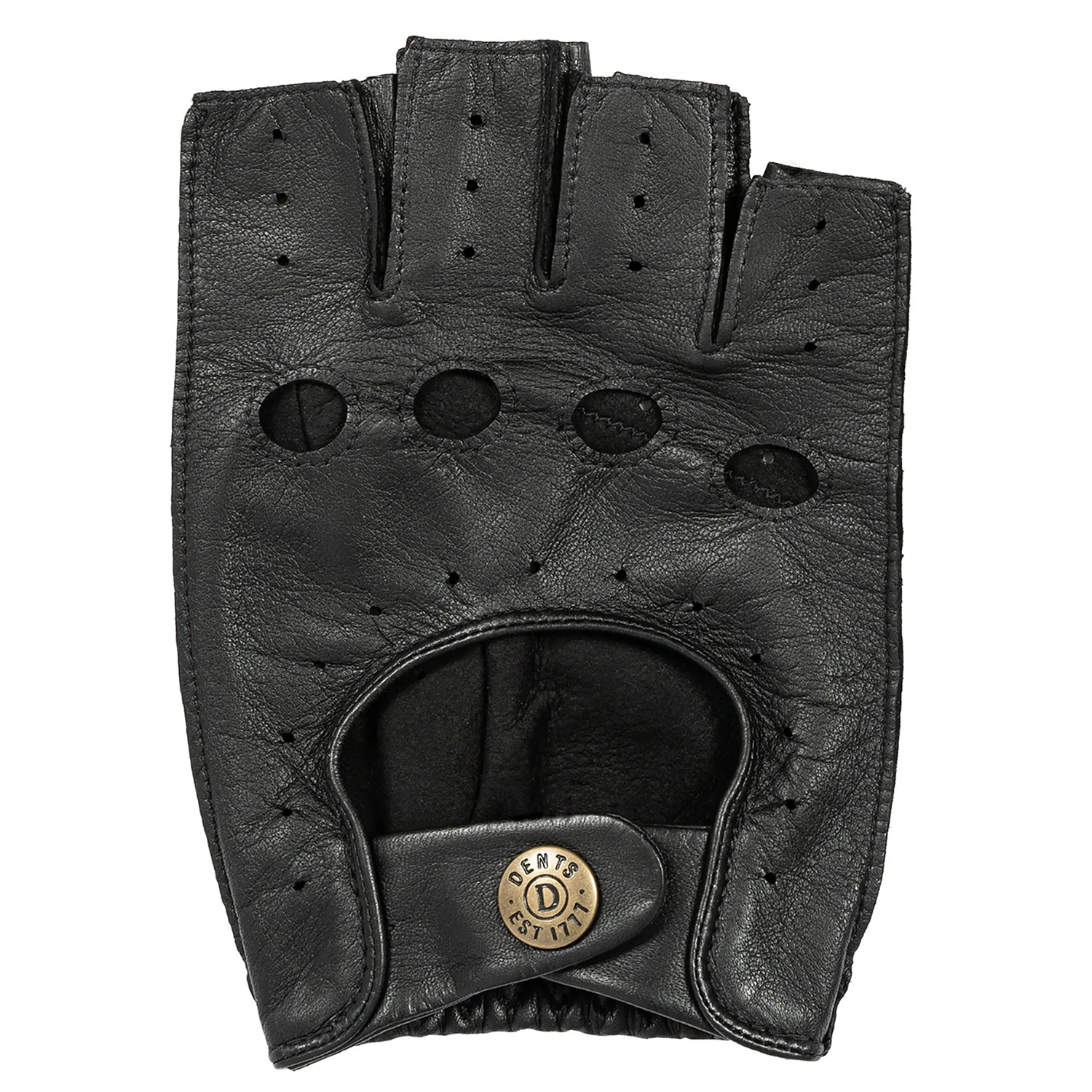 Dents Snetterton Men's Fingerless Leather Driving Gloves BLACK