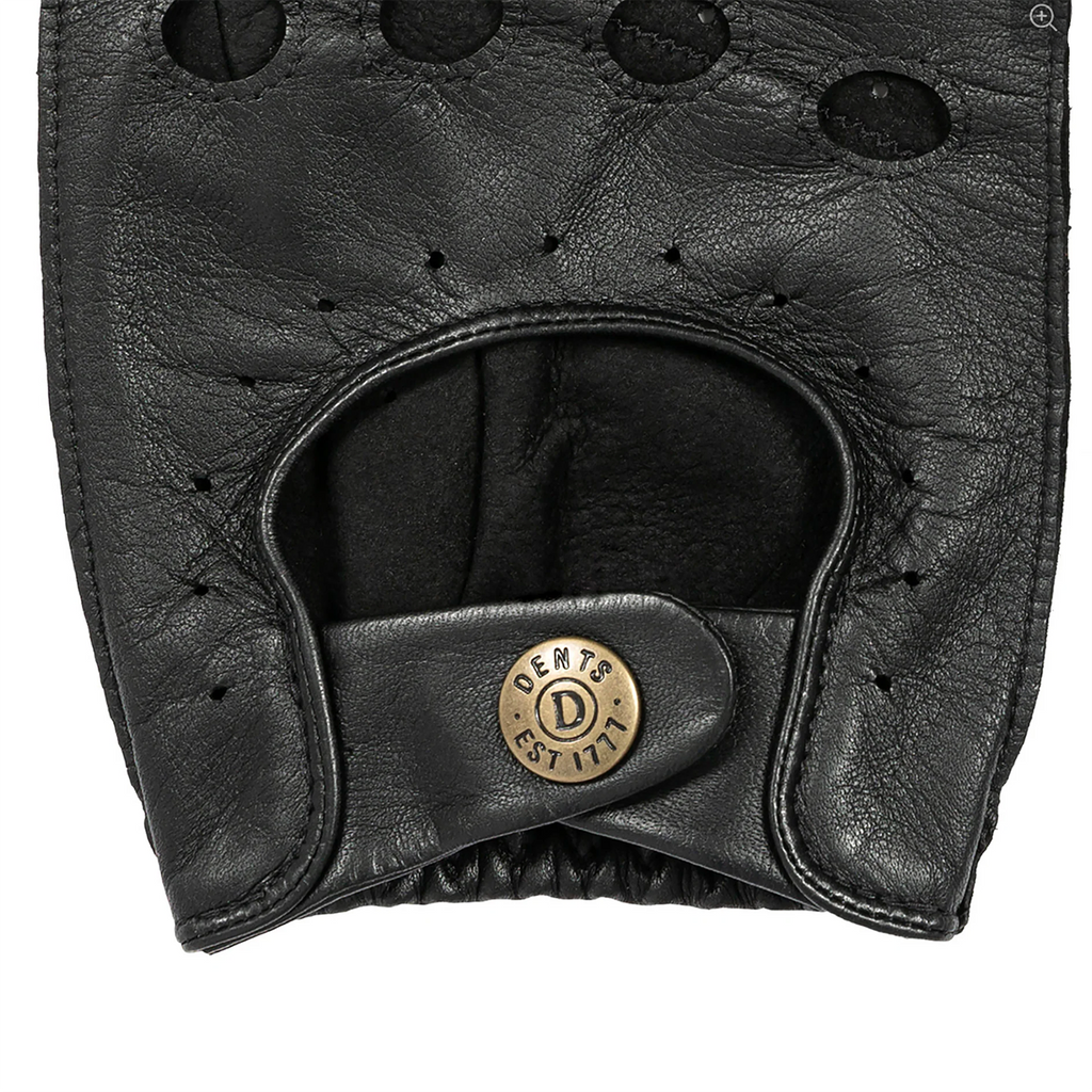 Dents Snetterton Men's Fingerless Leather Driving Gloves BLACK