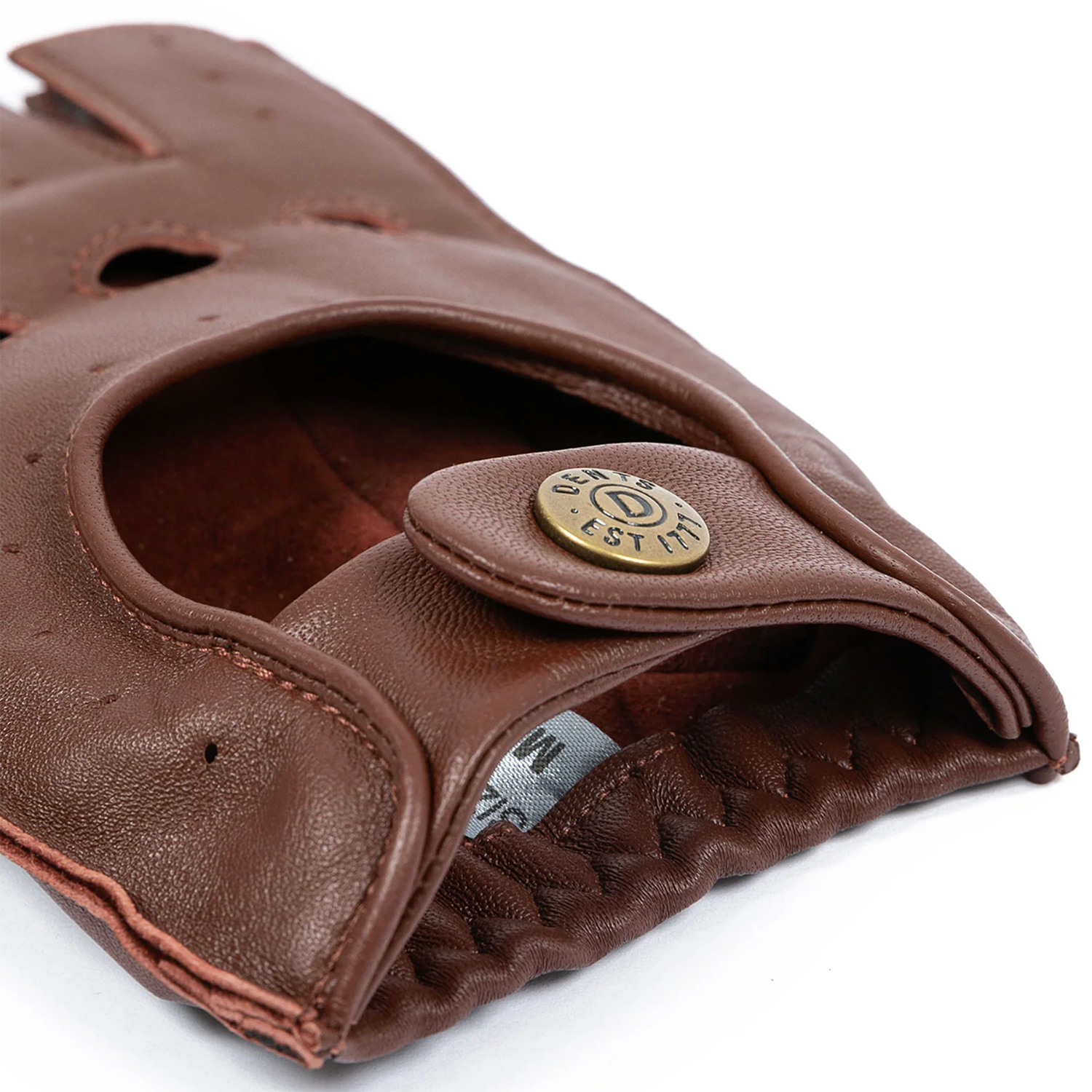 Dents Snetterton Men's Fingerless Leather Driving Gloves ENGLISH TAN
