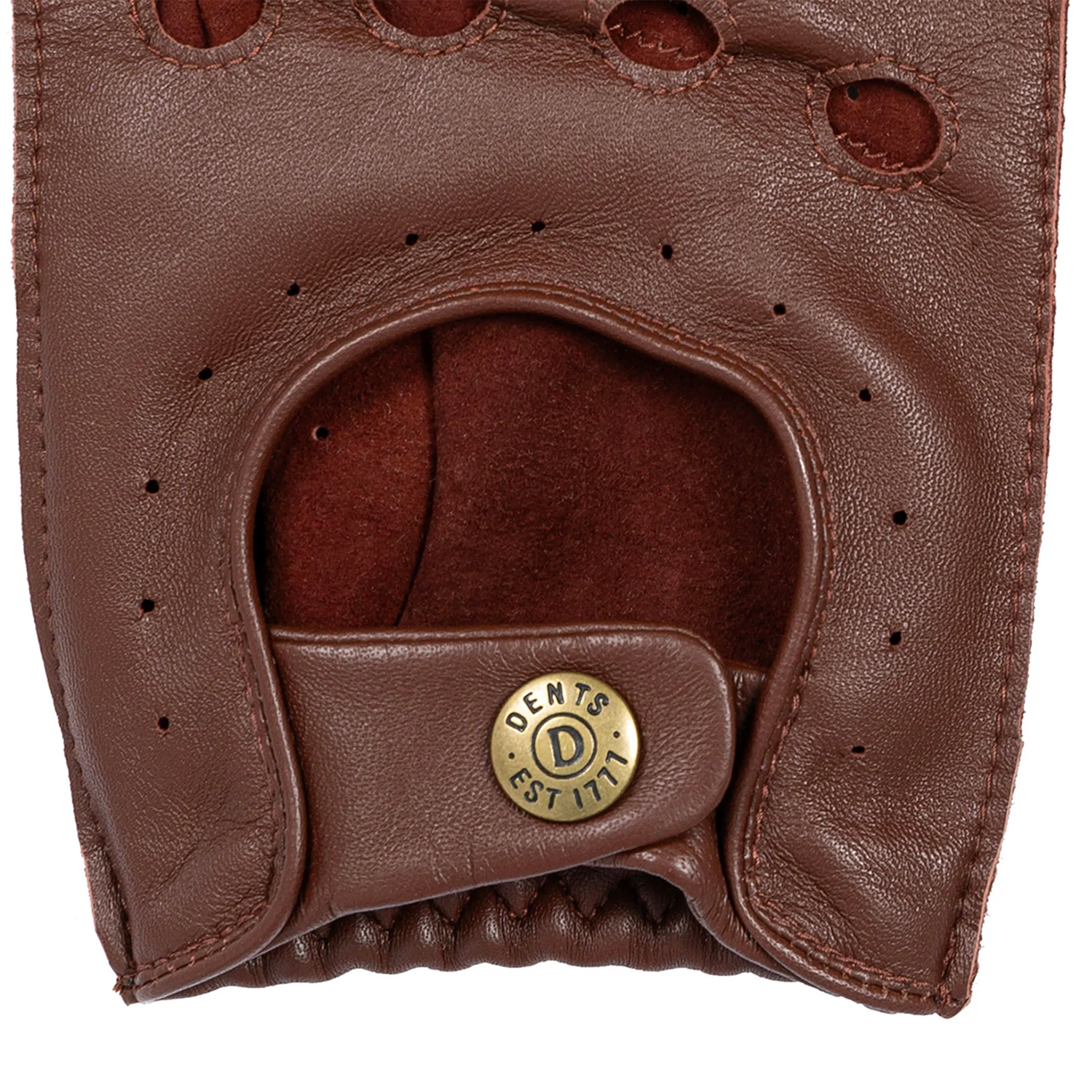Dents Snetterton Men's Fingerless Leather Driving Gloves ENGLISH TAN