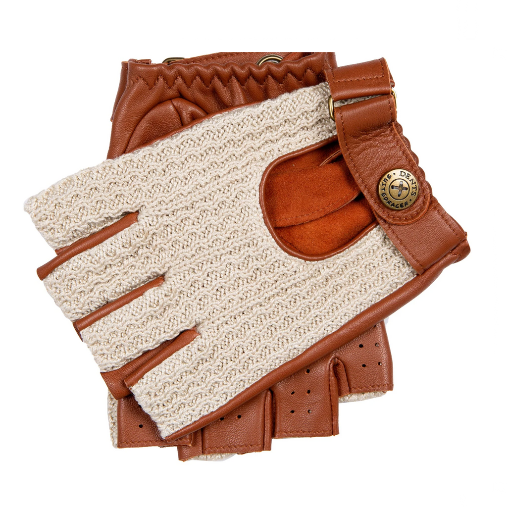 Dents x The Suited Racer Cleave Men's Fingerless Driving Gloves TAN