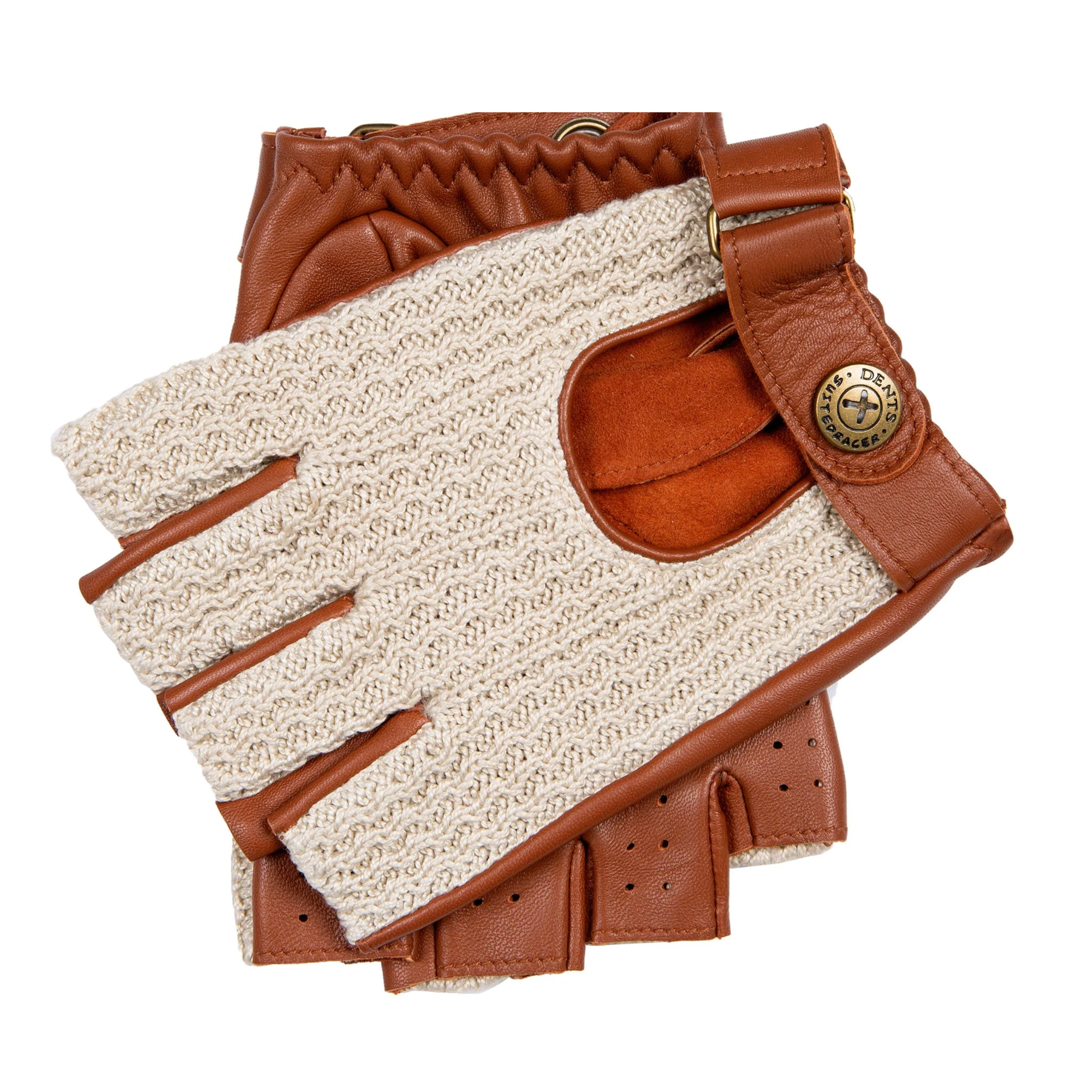Dents x The Suited Racer Cleave Men's Fingerless Driving Gloves TAN