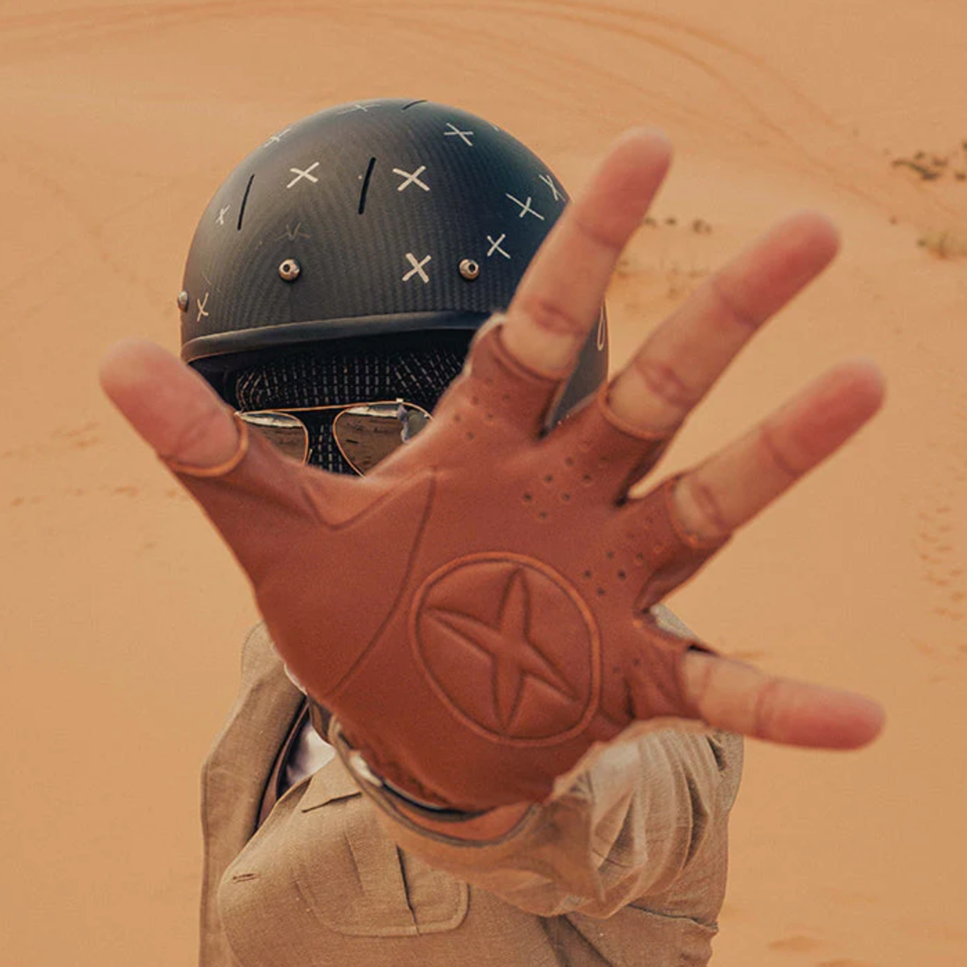 Dents x The Suited Racer Cleave Men's Fingerless Driving Gloves TAN