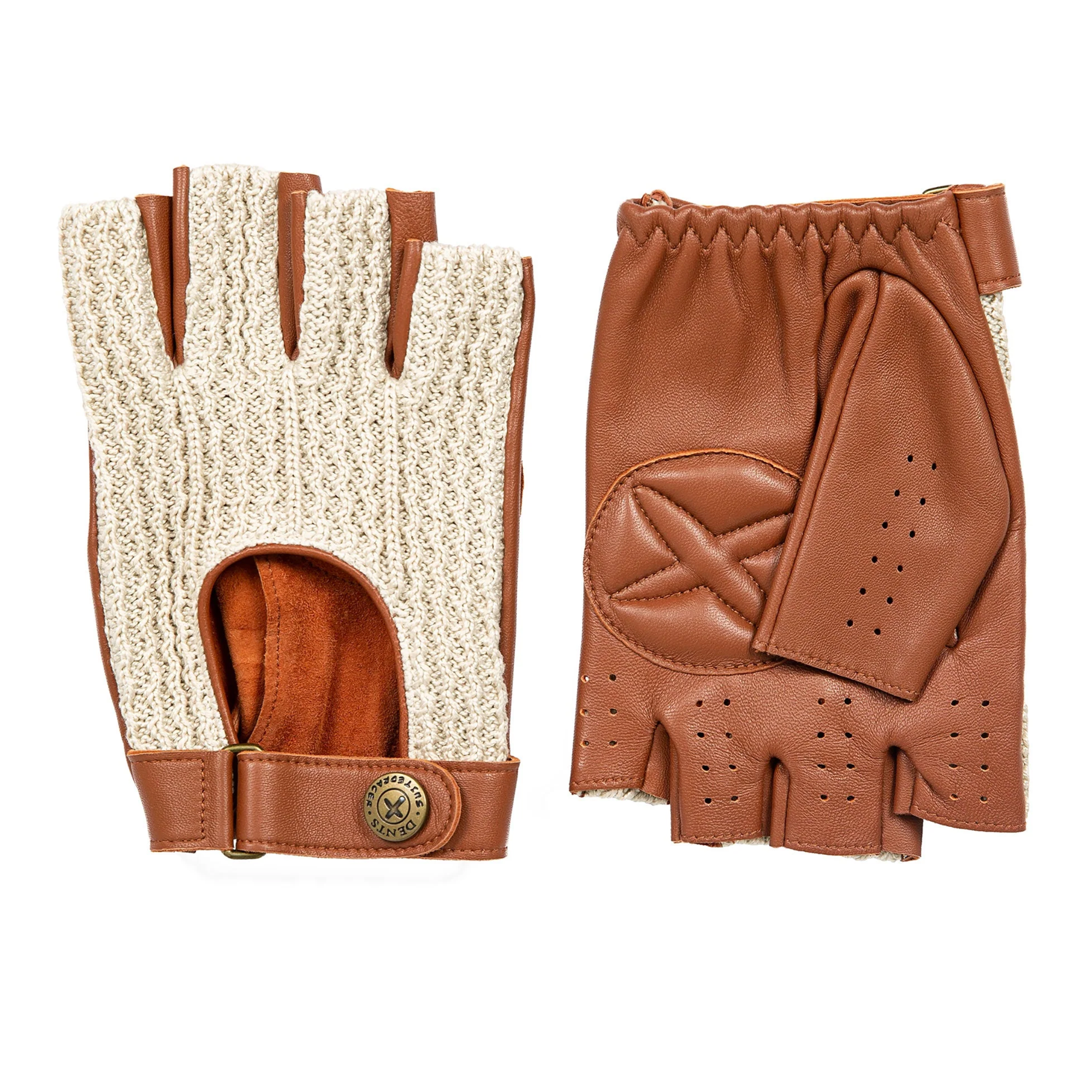 Dents x The Suited Racer Cleave Men's Fingerless Driving Gloves TAN