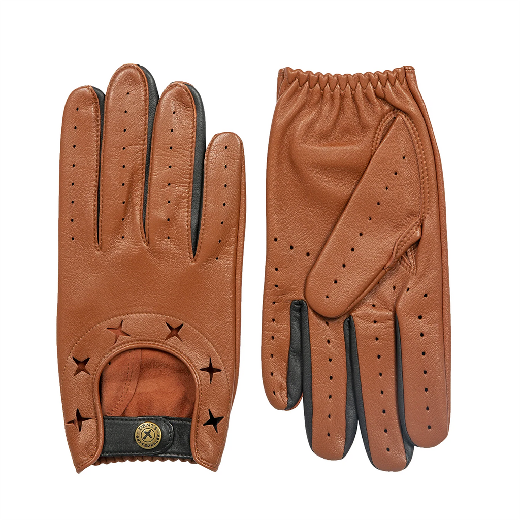Dents x The Suited Racer Griffin Men's Driving Gloves TAN/BLACK