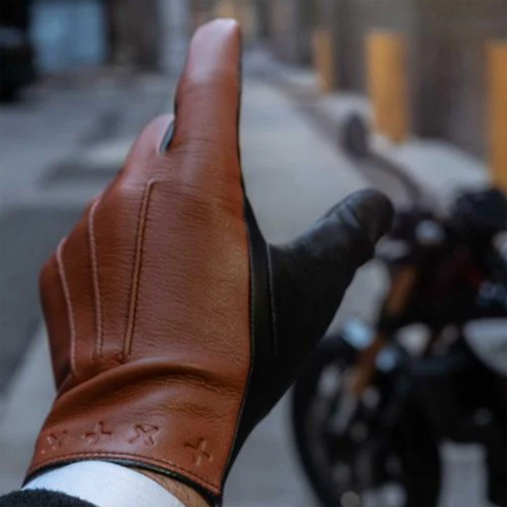 Dents x The Suited Racer Lando Leather Gloves Touchscreen TAN/BLACK